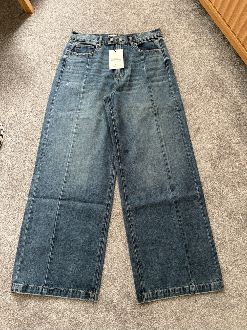 Wide Leg Denim Jeans in Blue - Women's Flare & Wide Leg